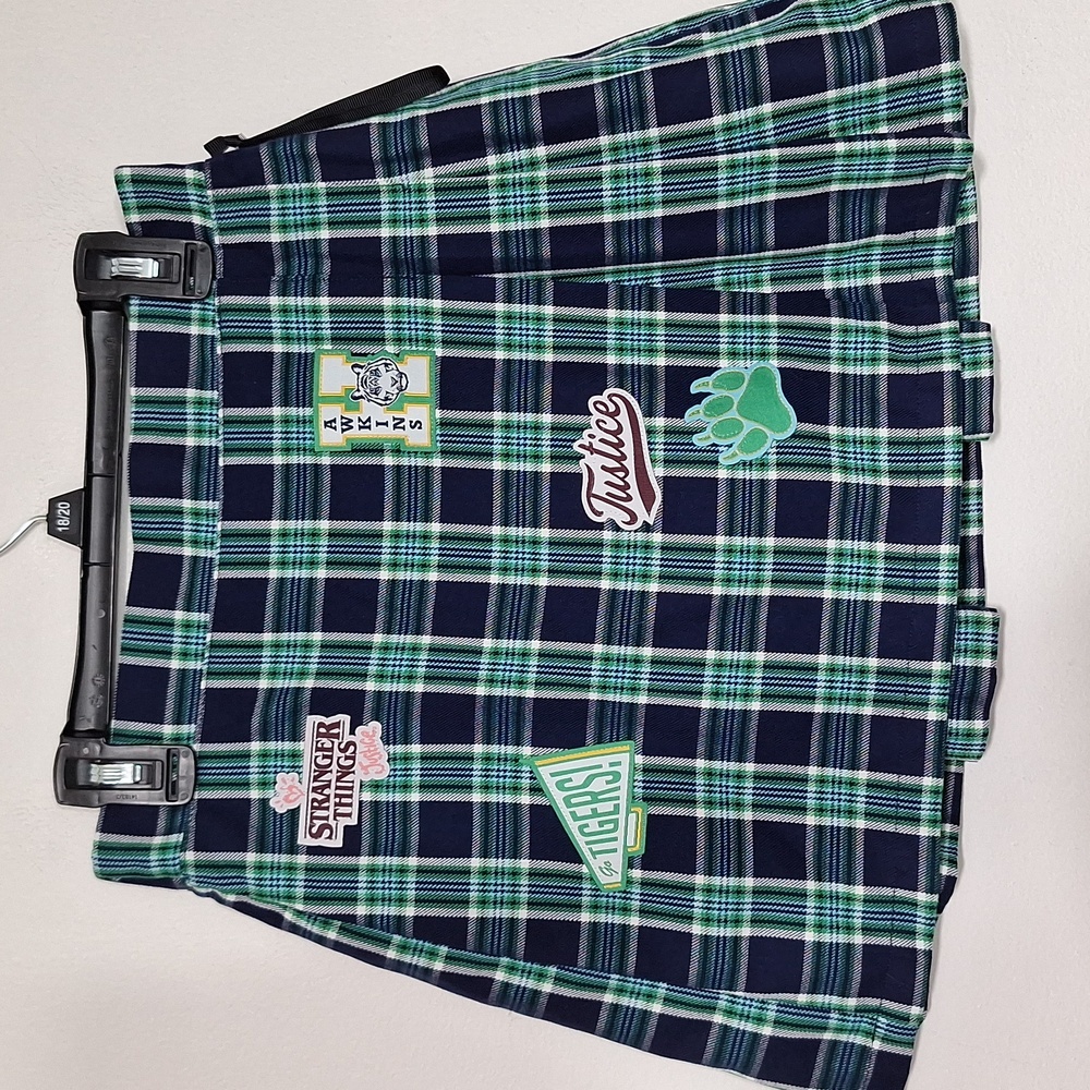 Justice Blue and Green Plaid Skirt Stranger Things